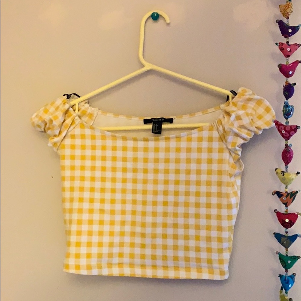 Forever 21 Yellow Gingham Croptop